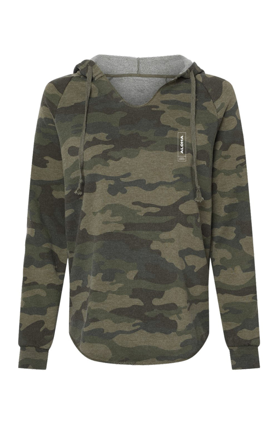 Womens Lightweight Camo Hooded Sweatshirt