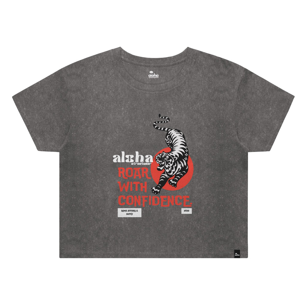 WOMENS WASH CROP ROAR