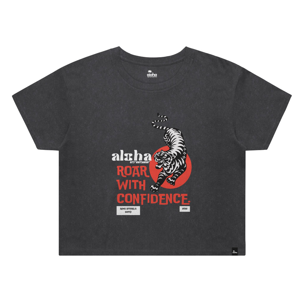 WOMENS WASH CROP ROAR